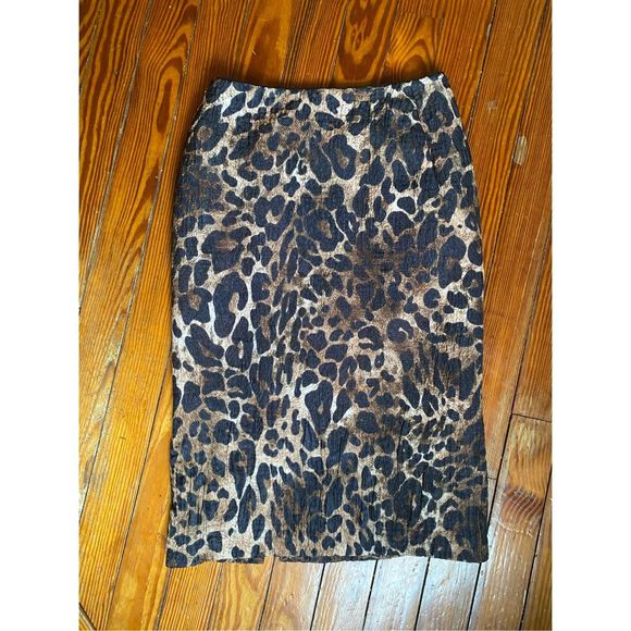 Lafayette 148 New York Leopard Tan Brown Black Casey Midi Skirt, Size 6, MP $898 - Picture 1 of 9